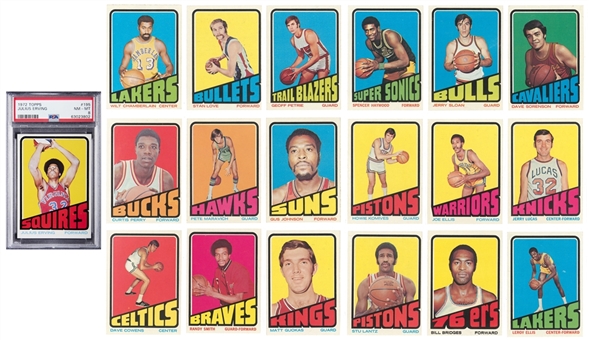 1972-73 Topps Basketball Complete Set (264) – Including #195 Julius Erving Rookie Card Graded PSA NM-MT 8